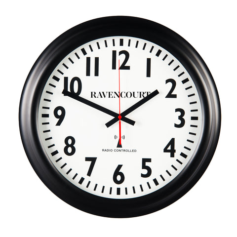 Large Radio Controlled Wall clock 46cm/18" - Black