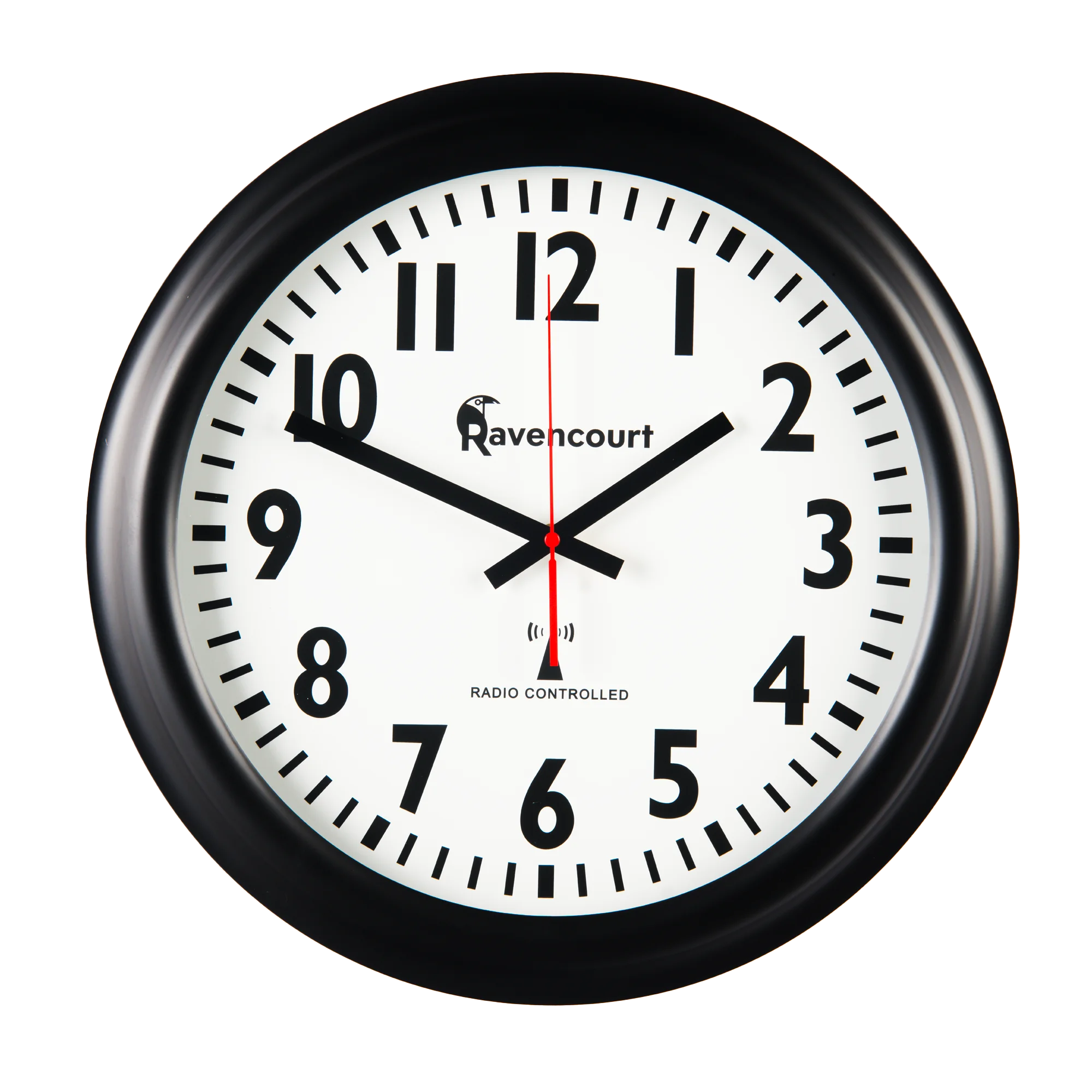 Large Radio Controlled Wall Clock 46cm 18 Black Ravencourt Clocks Large radio controlled wall clock 46cm 18 black ravencourt clocks